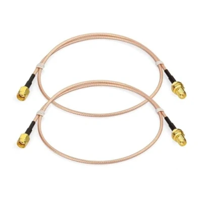 Imagen de Bingfu Cable Antena WiFi RP SMA Macho a Hembra Alargador Montaje en Mamparo Coaxial 60cm (2 Paquete) para PCI Express PCIE Tarjeta de Red Inalámbrica Adaptador USB