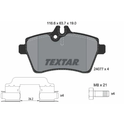 Imagen de TEXTAR 2407702 Juego de pastillas freno preparado para indicador desgaste con tornillos pinza accesorios MERCEDES BENZ: Clase A, B
