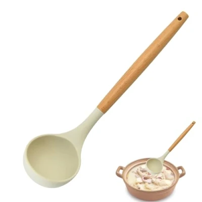 Imagen de utensilios de cocina silicona espátula antiadherente resistente al calor Cuchara, ranurada, cucharón sopa, cocina, para hornear, servir, cocinar