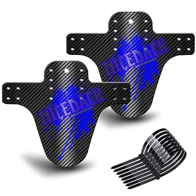 Imagen de NICEDACK Guardabarros MTB, Bicicleta Montaña, MTB Mudguard Delantero y Trasero Compatible se Adapta a 20&quot; 22&quot; 26&quot; 27,5&quot; 29 Pulgadas de Bici Fat (Negro+Azul)