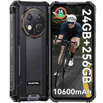 Imagen de OUKITEL G1 Android 14 Movil Resistente 24GB RAM+256GB ROM(TF 1TB) Móvil Irrompible, Batería 10600mAh, 6.52&#039;&#039; HD+ IPS Teléfono Movil, Cámara 48MP+5MP, Dual 4G SIM/NFC/OTG/GPS/Huella Dactilar/Face ID