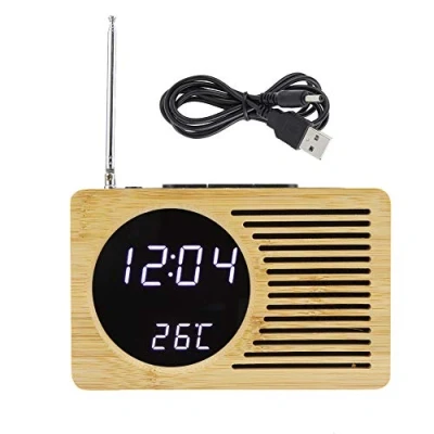 Imagen de Multiusos USB Digital LED Reloj Despertador Termómetro Hora Temperatura Pantalla FM Radio Escritorio Mesita de Noche