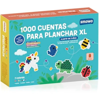 Imagen de Smowo® 1000 perlas grandes de 10 mm, para niños a partir 3 años, 7 colores, XL Juego creativas