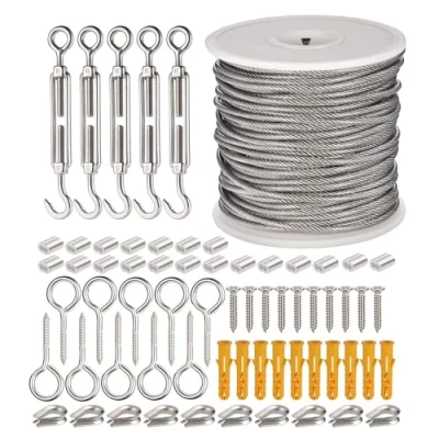 Imagen de 66Pcs Cable Acero Inoxidable de 30M, Kit Jardín para Colgar Glicinia, Alambre Resistente Antioxidante, Cuadro, Planta Trepadora