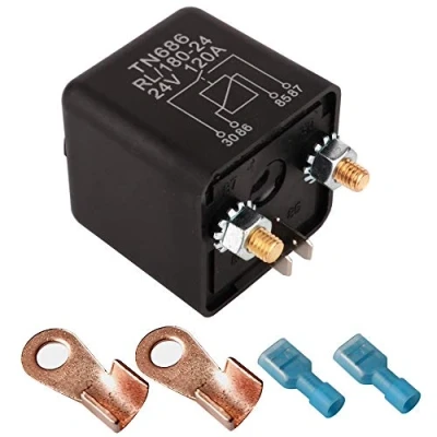 Imagen de Gebildet 1Pieza 24VDC 120A Trabajo Pesado Relés para Coche Barco Camión Motor Automoción de Arranque, 4Pin SPST con 2Huella + 2Borne Contacto