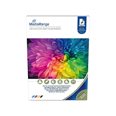 Imagen de MediaRange Papel fotográfico, Mate A4 (210 x 297 mm), 130 g/m², 5760 dpi, 100 Hojas