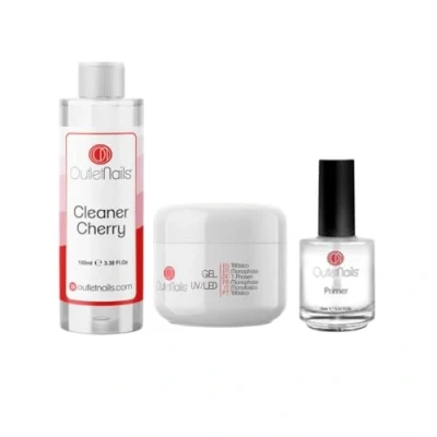 Imagen de UV gel Trifasico 3en1 15ml + Primer sin acido Limpiador Para uñas 100ml Cherry de Outlet Nails
