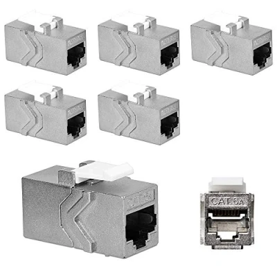 Imagen de kwmobile 6X Adaptador Cable de Red RJ45 Acoplador Keystone para unir Cables Ethernet RJ 45 y CAT6 Set Conectores Conector Hembra