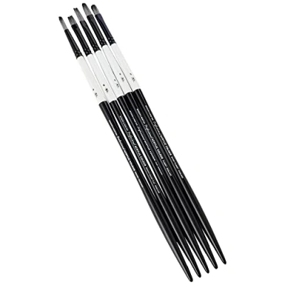 Imagen de Winsor &amp; Newton Pincel acrílico profesional mango largo, paquete de 5, negro, M