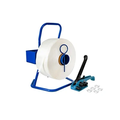 Imagen de Kortpack Juego de flejes 25 mm completo con rodillo, tensor, 100 grapas y cinta poliéster 500 m