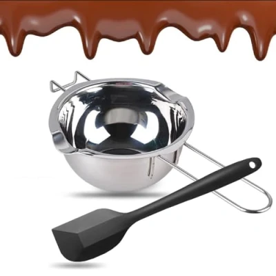 Imagen de Kiuiom Olla de Derretir Acero Inoxidable, para Baño María Chocolate, Recipiente Fusión con 1 Espátula Cuenco Chocolate Cazo