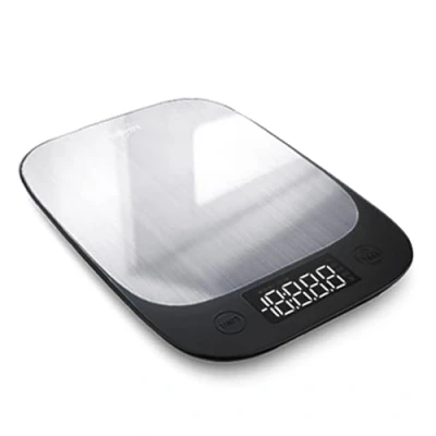 Imagen de EUROPAPA® báscula de cocina digital, 1 G/5 kg, con pantalla LCD grande, digital profesional gran superficie pesaje acero inoxidable, 5 unidades medida, función tara