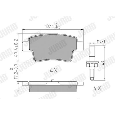 Imagen de JURID 573166J Juego de pastillas freno no preparado para indicador desgaste con accesorios OPEL: Corsa D Hatchback, FIAT: Grande Punto Hatchback