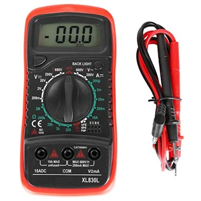 Imagen de Multímetro, XL830L Voltímetro Amperímetro Ohmímetro LCD de mano Probador voltaje corriente digital Electricistas Herramientas prueba(XL830L rojo)