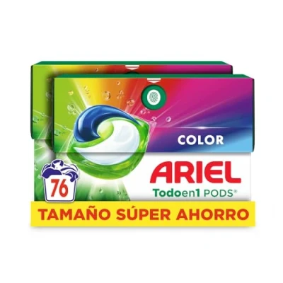 Imagen de ARIEL PODS Todo en 1 Detergente Lavadora Liquido 76 Capsulas/Pastillas, Jabon Extra Cuidado del Color, Mas Color y Brillo, Limpieza Profunda