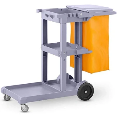 Imagen de Carro Profesional de limpieza Plástico con tres bandejas saco vinilo 100 Lt. más tapadera. Medidas 120x52x96 cm. (L x F A).