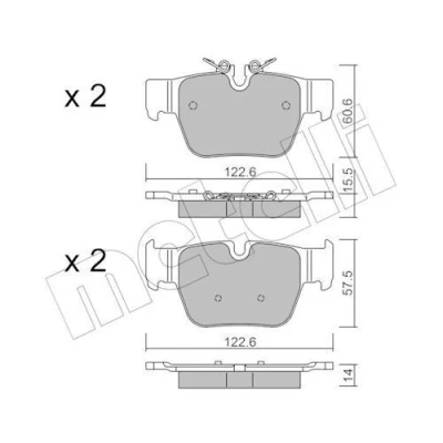 Imagen de METELLI 22 1267 0 Juego de pastillas freno preparado para indicador desgaste MINI: Hatchback, Countryman, Clubman, BMW: 1 X2
