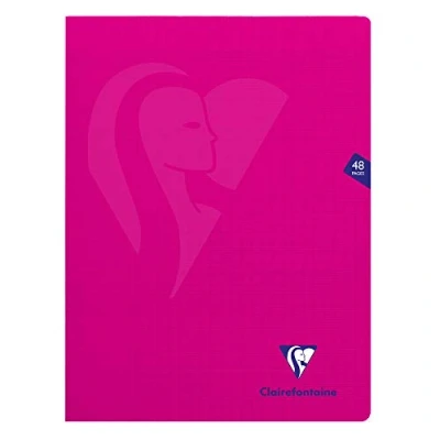 Imagen de Clairefontaine Ref 313311C Cuaderno con grapado lateral Mimeys (48 páginas) Tamaño A4+, Cubierta Polypro de 90 g/m², papel vitela cepillado Séyès Ruling rosa