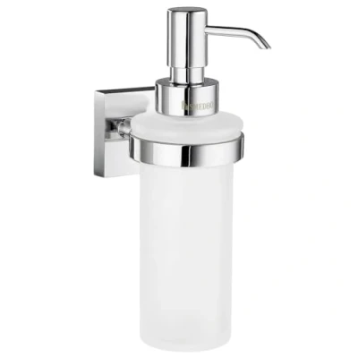 Imagen de SMEDBO Soap Dispenser Wallmount, Polished Chrome RK369 Titular de la casa con dispensador jabón Vidrio, Cristal Esmerilado, Plata
