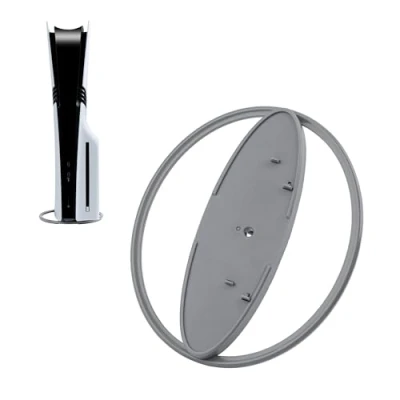 Imagen de Tolesum soporte vertical para consolas PS5/PS5 Pro/PS5 Slim, de escritorio universal base redonda todas las P5 Disc y ediciones digitales Gris