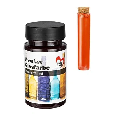 Imagen de Ideen mit Herz Pintura para cristal premium, transparente, resistente al agua, 90 ml (rojo)