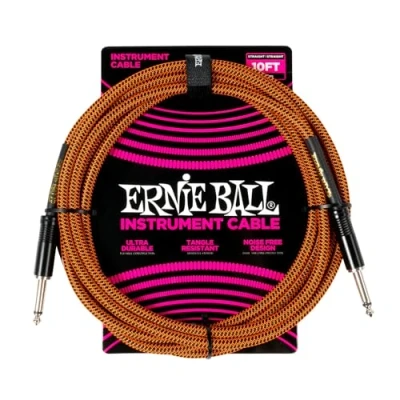 Imagen de Ernie Ball Cable de Guitarra Trenzado, Recto/Recto, 3 m Pumpkin Pie