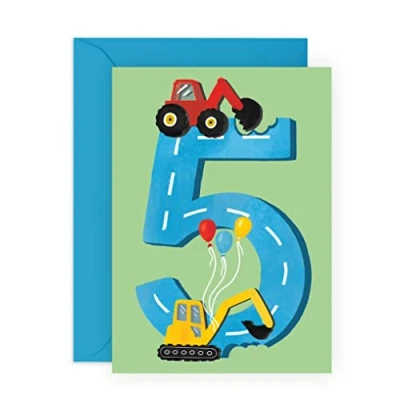 Imagen de Tarjeta de felicitación quinto cumpleaños para niños 5 años edad bebe hijo nieto con pegatinas Central 23