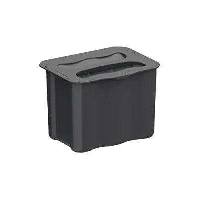 Imagen de EMUCA Contenedor de reciclaje auxiliar, Cubo pequeño Recycle 5 L para cocina, Plástico gris antracita, 1 un