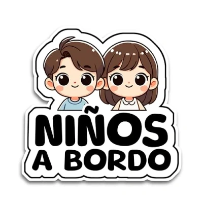 Imagen de Pegatina Bebe a Bordo Coche, Niños Bordo, Pegatinas Coche 16 x 15.5 cm, de Resistente UV e Impermeable, Kids Sticker