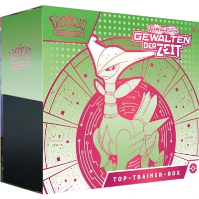 Imagen de Pokémon Juego de Cartas coleccionables Top Trainer Box Carmesin &amp; Purpur, Violencias del Tiempo: Hoja Hierro (1 Tarjeta Promocional holográfica Completa con Mandril Hierro, 9 Paquetes