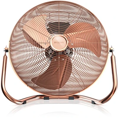 Imagen de Brandson Ventilador de Mesa 50 cm máquina Viento 3 Niveles Potencia Alto Flujo Aire Soporte Robusto 120 W diseño Retro Metal Acabado en Cobre