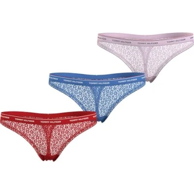 Imagen de Tommy Hilfiger Premium Essentials Thong 3 PACK Tanga, Mujer, Talla: XS, Fierce red/blue spell/pearly pink