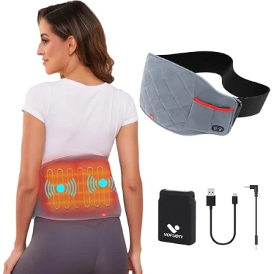 Imagen de Vofuoti Almohadilla Eléctrica Lumbar, Manta con 3 Niveles de Temperatura y Masaje, Lumbar Bateria para la Zona Espalda Abdominal…