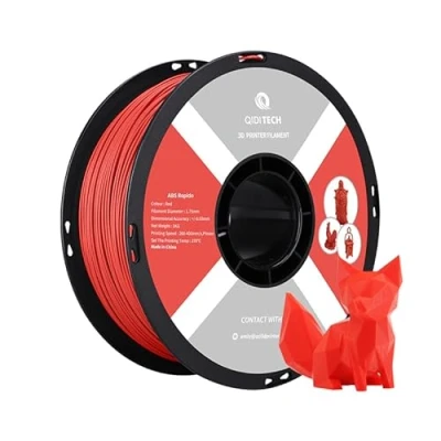 Imagen de QIDI TECH Filamento ABS Rapido 1.75mm, Impresora 3D Carrete de 1kg (2.2lbs), Adecuado para Impresión Alta Velocidad, Apto la mayoría Impresoras FDM, Rojo