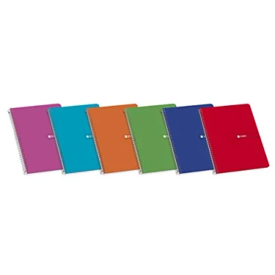 Imagen de Enri 103037504 Pack de 10 cuadernos con espiral simple, tapas blandas, colores surtidos