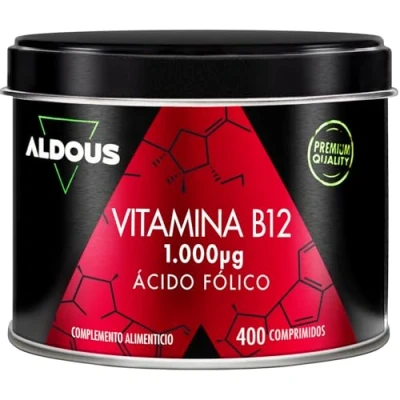 Imagen de Vitamina B12 vegana y Ácido Fólico 400 comprimidos 1000 mcg + Para el Cansancio Fatiga Sistema inmunológico defensas más de 1 Año