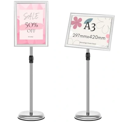 Imagen de Mutualsign Soporte ajustable para carteles de pantalla Broche anuncio la muestra Show/Display/Anuncio. (Plateado, A3)