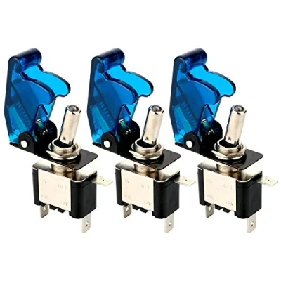 Imagen de Gebildet 3 Piezas Conmutador de Palanca con Luz LED Azul, 20A 12V 24VDC, Interruptor 2 Posiciones ON/Off Pin SPST, Rocker Toggle Switch para Auto Vehiculo Barco