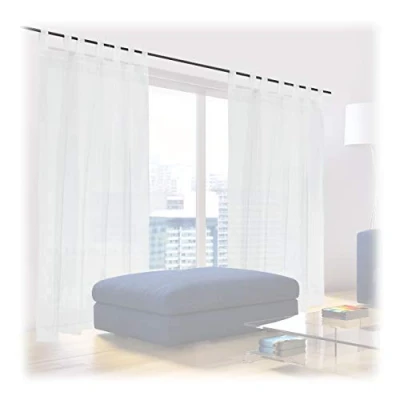 Imagen de Relaxdays Curtains 2 Visillos de Voile, Cortinas Semitransparentes con Presillas, Salón y Dormitorio, 175x140 cm, Blanco, Poliéster