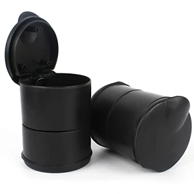 Imagen de Haisheng 2PCS Cenicero Portátil Coche para con Tapa Auto Aire Sin Humo Soporte Acampar Viajar (Negro, Plástico Ignífugo)