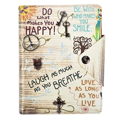 Imagen de Arpan Organizador personal A5 con diseño de eslogan Life Inspirational Funda piel acolchada cierre botón (eslogan Cream)