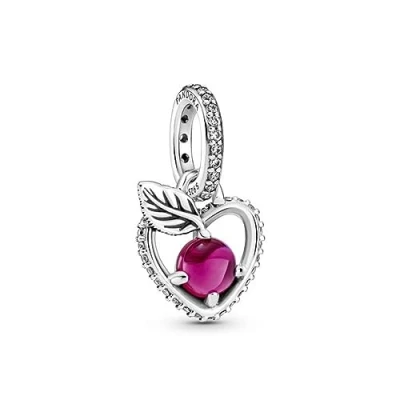 Imagen de PANDORA Disney Colgante de Blancanieves en Plata ley con cristal rojo x Collection, talla única, esterlina, Circonita cúbica