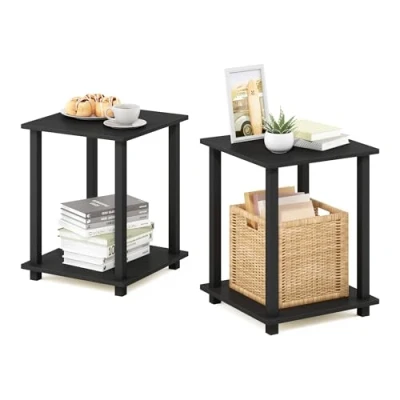 Imagen de Furinno Simplistic Mesa Auxiliar, Madera compuesta, Color Negro, 39.62 x 49.78 cm