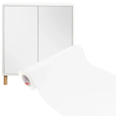 Imagen de DecoMeister Papel Decorativo Adhesivo para Muebles Blanco Mate Lámina Forrar Puerta Armario Vinilo Autoadhesivo Impermeable Exterior Mesa Encimera Pegatina Cocina En Rollo 63x250 cm