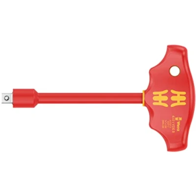 Imagen de Wera 05005120001 410 i VDE B Destornillador adaptador de mango en T para llaves vaso 3/8&quot; con aislamiento VDE, x 130 mm, Rojo