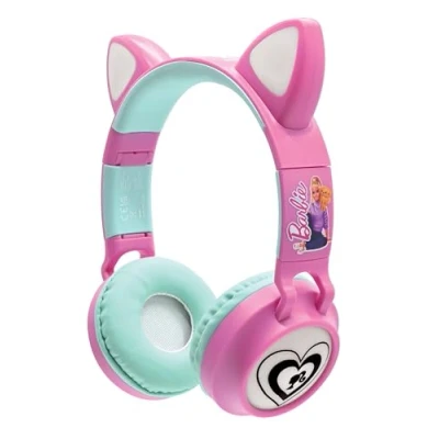 Imagen de LEXIBOOK, Barbie, Auriculares inalámbricos Recargables 2 en 1 con Orejas de Gato, Efectos luz, Sonido estéreo, Bluetooth y Cable, Plegables, Ajustable, Luces LED, Rosa, HPBTKTBB