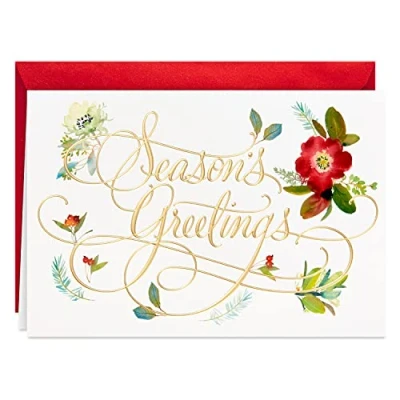 Imagen de Hallmark tarjetas navideñas en caja, diseño floral de la temporada (40 con sobres)