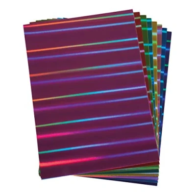 Imagen de Rayher 67301999 Papel holográfico aplastado, A4, de color, 250 g/m2, hojas, 250G/M2, 8 Colours, 8Sheets,