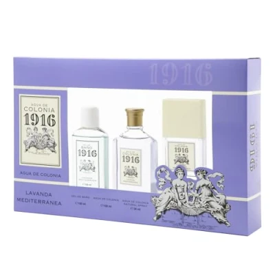 Imagen de 1916 Lavanda Mediterránea, Agua de Colonia, Estuche Regalo Mujer y Hombre, Colonia 100 ml + 30 Gel Baño ml, Perfume Unisex, Fragancia Fresca Floral, Aroma Larga Duración