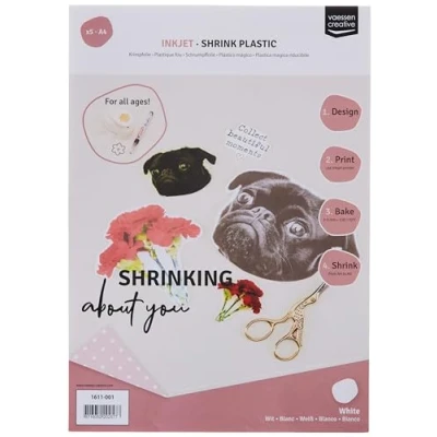 Imagen de Vaessen Creative 1611 001 Papel plástico Brillante, Blanco, 5 Hojas, Tamaño 21 x 30 cm, Imprime Directamente Diseños Personalizados para Proyectos Divertidos de Arte y Manualidades, Multicolor